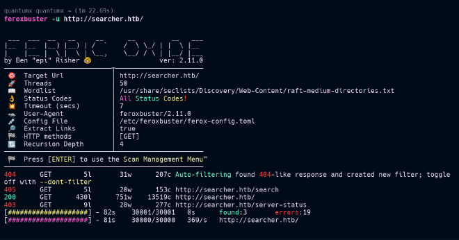 website enumeration output