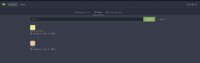 gitea application users