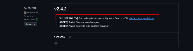 searchor version 2.4.2 github repo