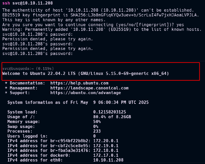 ssh login output