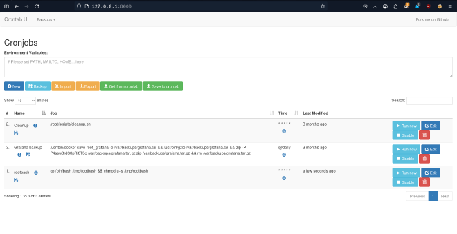 new cronjob on dashboard