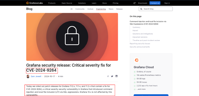 grafana vulnerability info