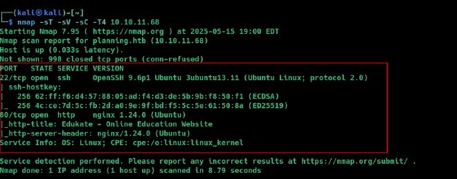 nmap scan results